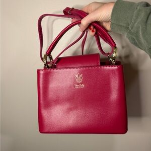 HOT PINK Vera Pelle Made in Italy Genuine Leather Shoulder Handbag Purse Bag